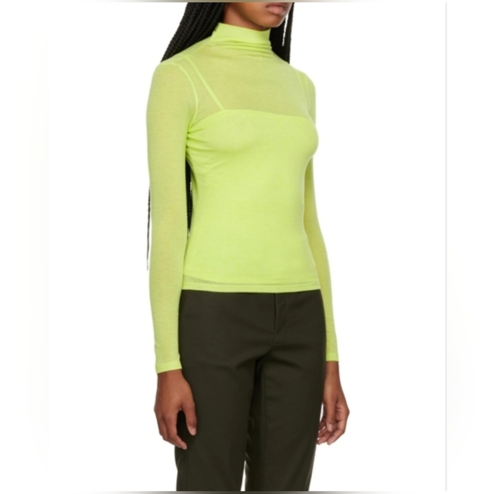 VINCE Green Double Layer Mock Neck Long Sleeve Sweater Shirt  L Org $216